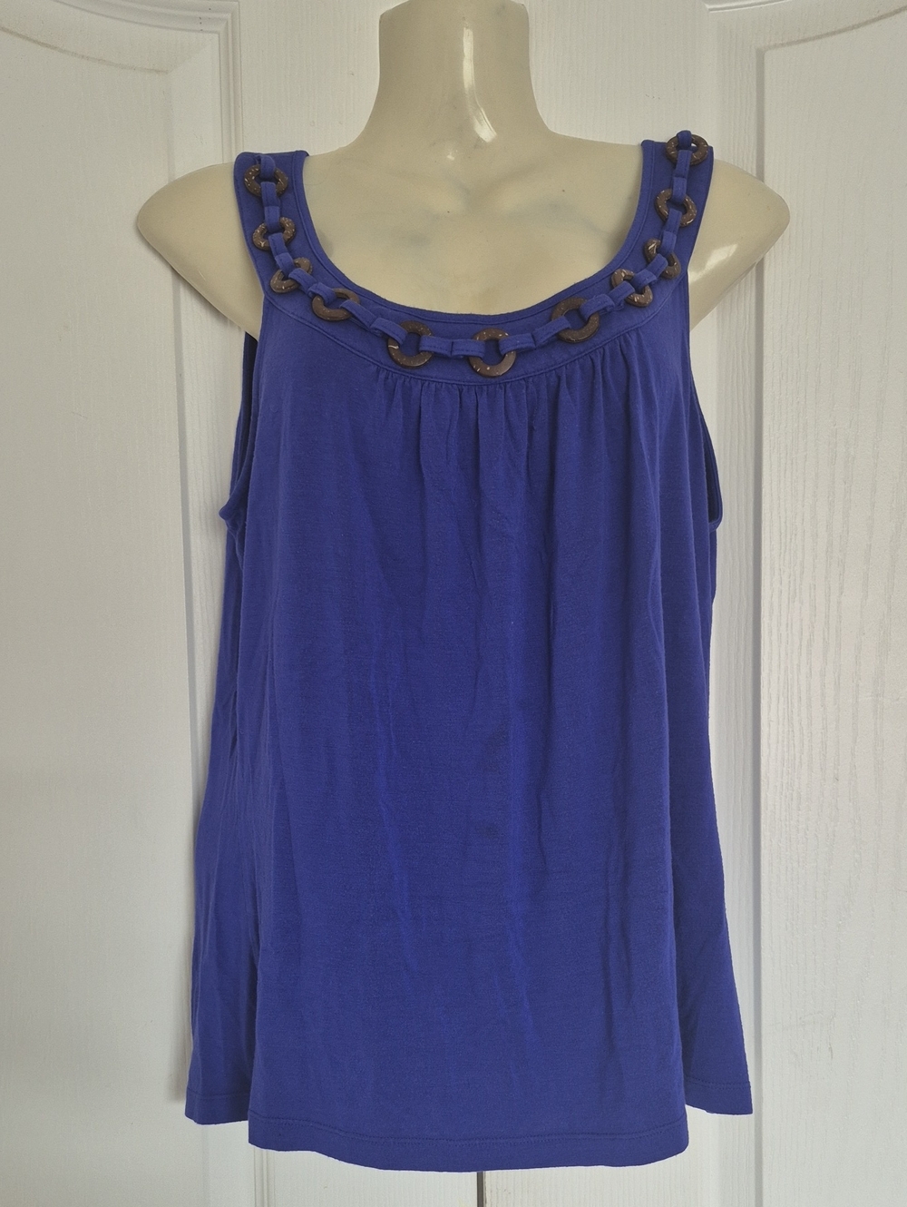 Nine West Blue Tank Top with Chain-Link Neckline